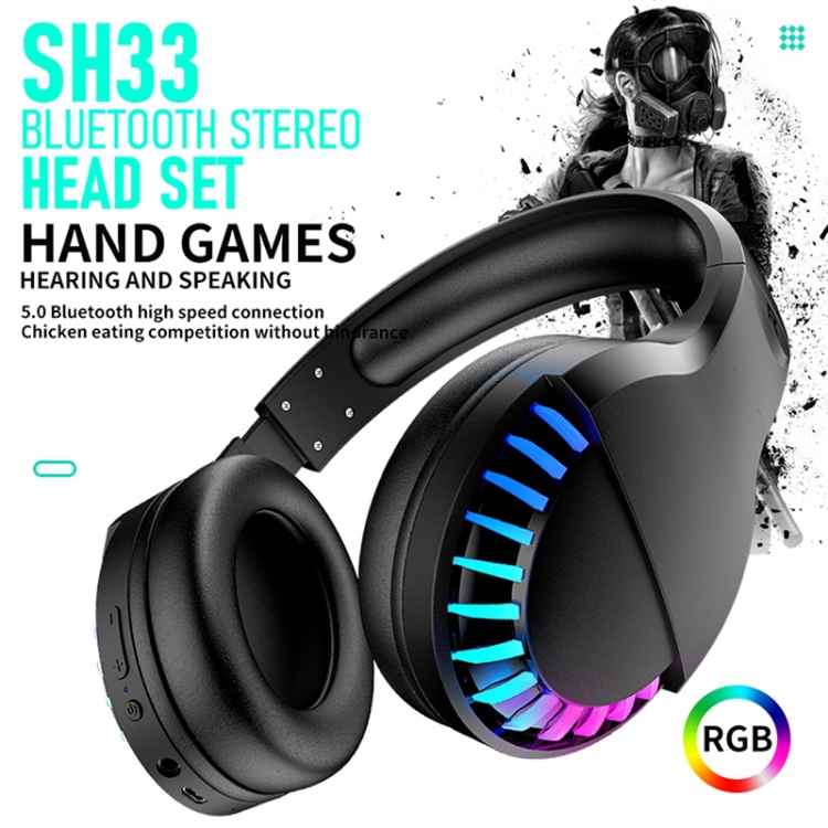 SH33 Auriculares RGB de modo dual con cable Bluetooth Auriculares para juegos con reducción de ruido de graves pesados ​​para teléfono móvil (rosa) - 3