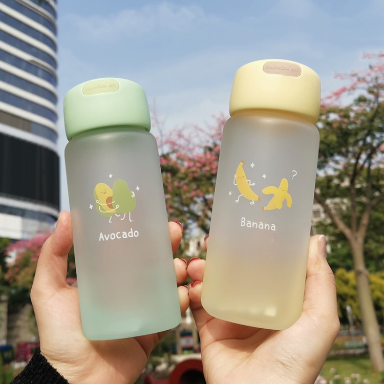 Avocado Glass Water Bottle 400ml Cute Cartoon Creative Fruit Heat