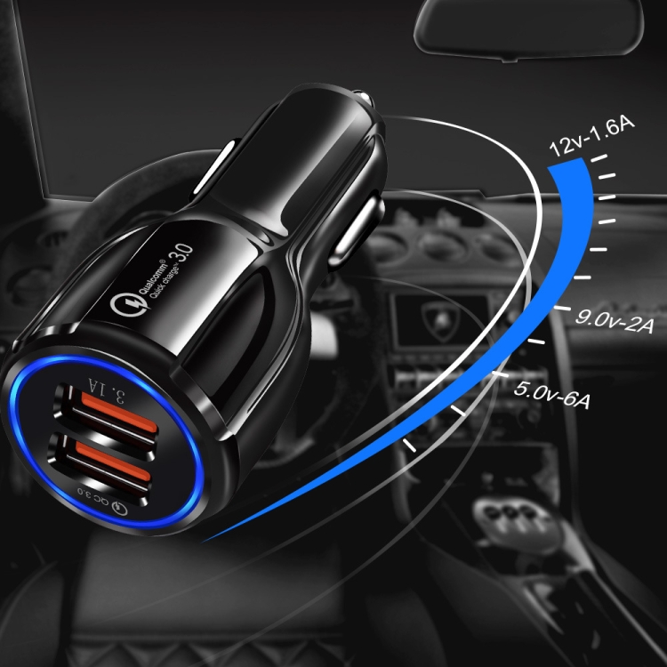 2 PCS QC3.0+3.1A Car Charger Dual USB 6A Halo Wine Bottle Fast Charge Car Charger(Elegant Black) 2 PCS QC3.0+3.1A Car Charger Dual USB 6A Halo Wine Bottle Fast Charge Car Charger(Elegant Black)