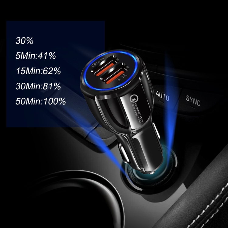 2 PCS QC3.0+3.1A Car Charger Dual USB 6A Halo Wine Bottle Fast Charge Car Charger(Elegant Black) 2 PCS QC3.0+3.1A Car Charger Dual USB 6A Halo Wine Bottle Fast Charge Car Charger(Elegant Black)