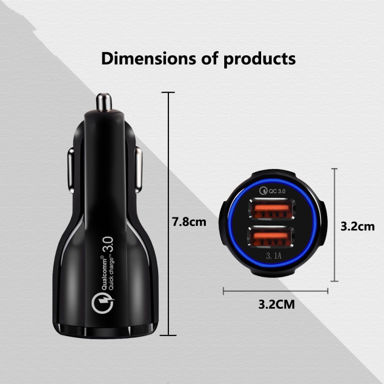 2 PCS QC3.0+3.1A Car Charger Dual USB 6A Halo Wine Bottle Fast Charge Car Charger(Elegant Black) 2 PCS QC3.0+3.1A Car Charger Dual USB 6A Halo Wine Bottle Fast Charge Car Charger(Elegant Black)