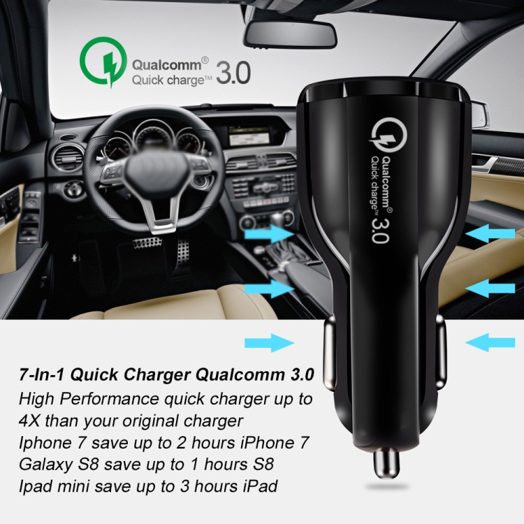 2 PCS QC3.0+3.1A Car Charger Dual USB 6A Halo Wine Bottle Fast Charge Car Charger(Elegant Black) 2 PCS QC3.0+3.1A Car Charger Dual USB 6A Halo Wine Bottle Fast Charge Car Charger(Elegant Black)