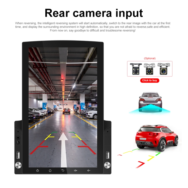 Schermo verticale da 9,7 pollici HD 2.5D Vetro per auto Lettore MP5  Navigazione Android Macchina all-in-one, Specifica: Standard + 12 luci  fotocamera