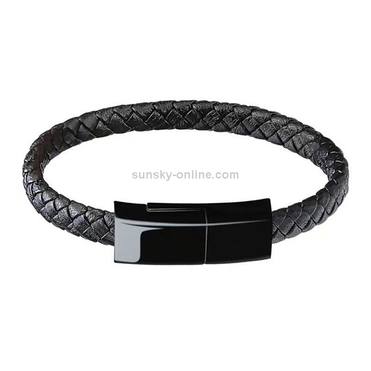 Bsolli 2553 8 Pin Port PU Leather Braided Single Wire Data Cable Bracelet, Suitable for Hand Circumference: 15.6-16cm, Length: 20cm Bsolli 2553 8 Pin Port PU Leather Braided Single Wire Data Cable Bracelet, Suitable for Hand Circumference: 15.6-16cm, Length: 20cm