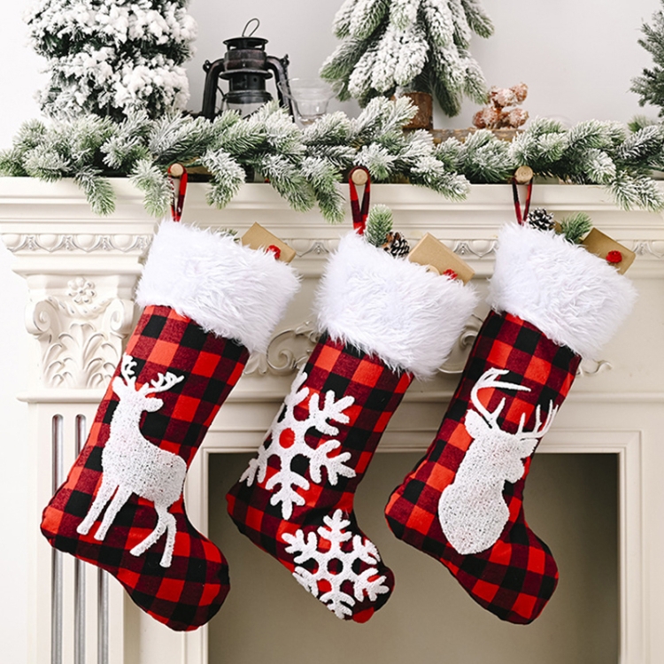 Amazing Festive Snowflake Christmas Ornament and Stocking Gift Bag comprise the Stunning Holiday Tree Decorations