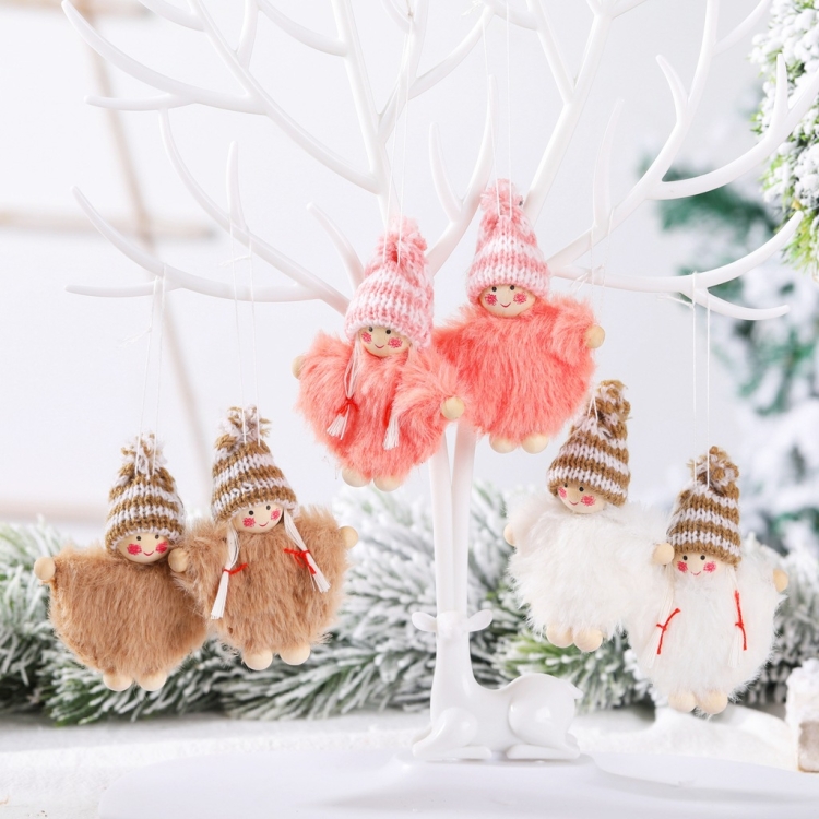 Creative Wooden Boy And Girl Cloak Set Doll Christmas Tree Pendant(White)