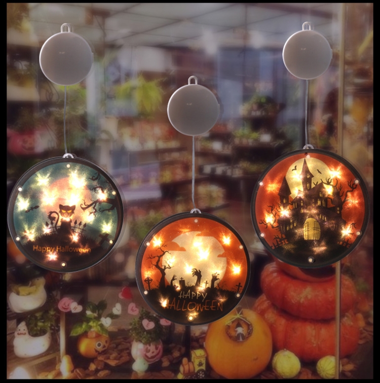 Halloween Star String Light Show Window Horror Decoration LED Battery  Powered Hanging Lamp(Cemetery)