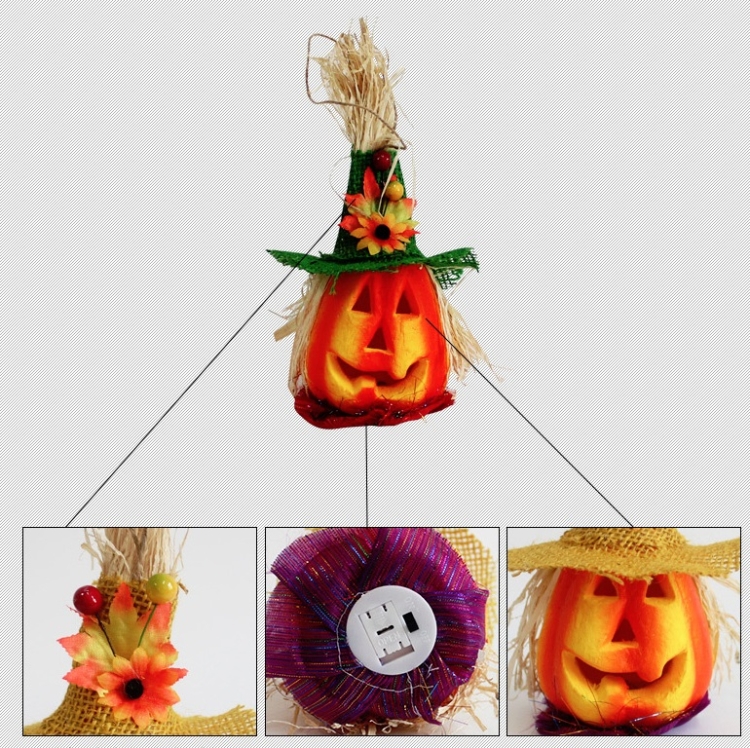 2 PCS Halloween Pumpkin Lantern Hollow Glowing Foam Bar Decoration (Green  Hat)