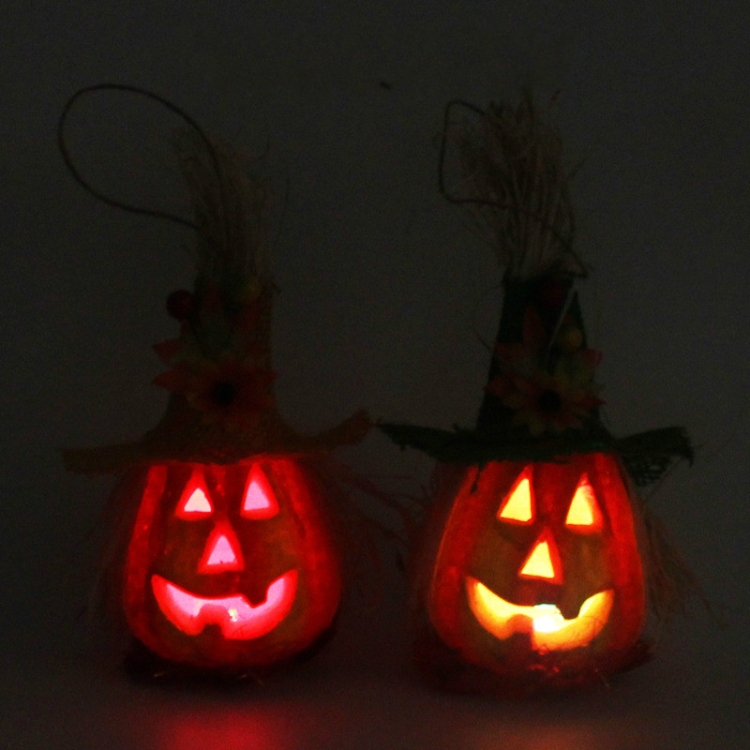 2 PCS Halloween Pumpkin Lantern Hollow Glowing Foam Bar Decoration (Green  Hat)