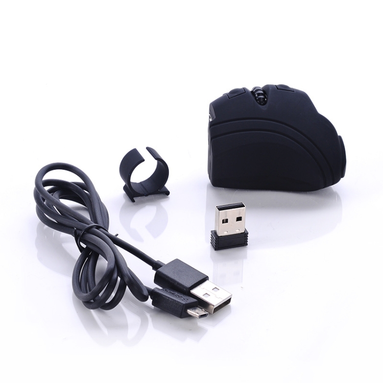 GM306 2.4GHz Wireless Finger Lazy Mouse con receptor USB (negro) - B1