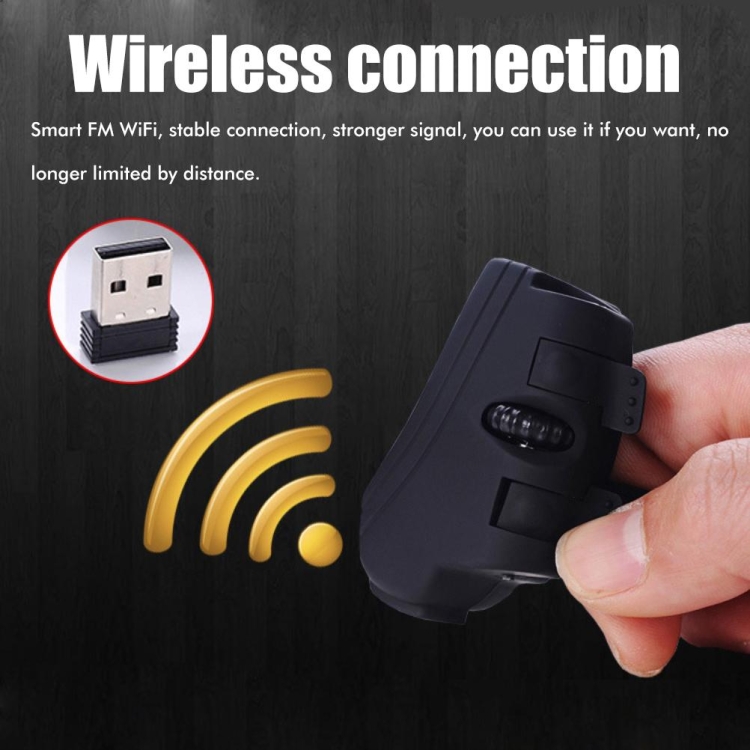 GM306 2.4GHz Wireless Finger Lazy Mouse con receptor USB (negro) - B5