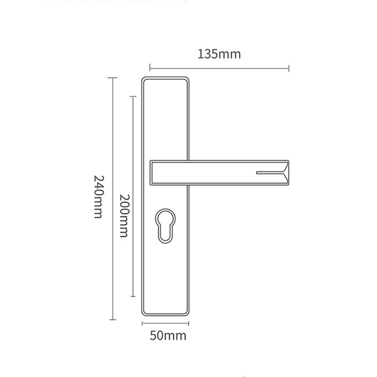 Silencio Cerradura de puerta interior de aleación de aluminio magnética fuerte Cerradura de manija de herrajes para dormitorio de puerta, Color: Negro Plata Pequeño 50 Cuerpo de cerradura - 5