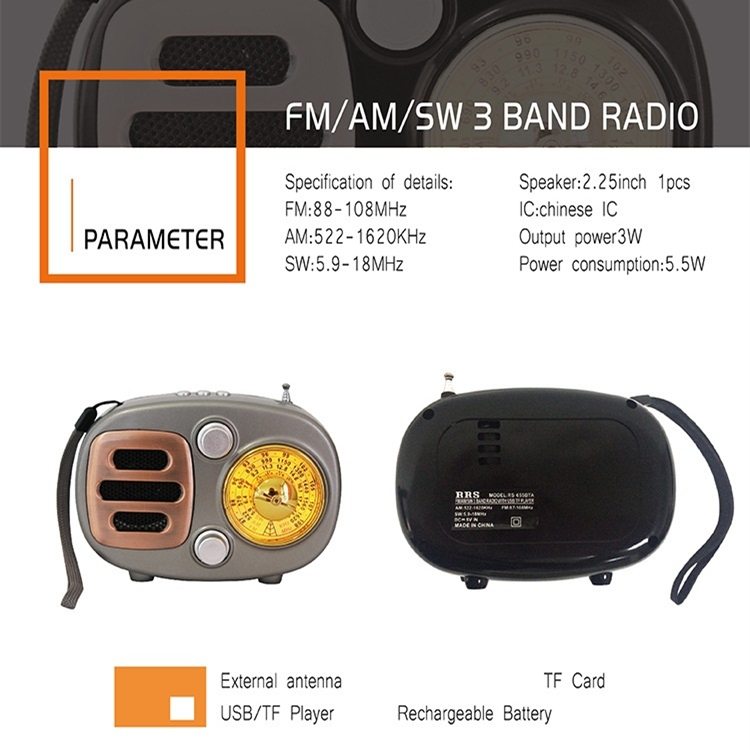 Radio Parlante Bluetooth Recargable Con AM FM SW - M6