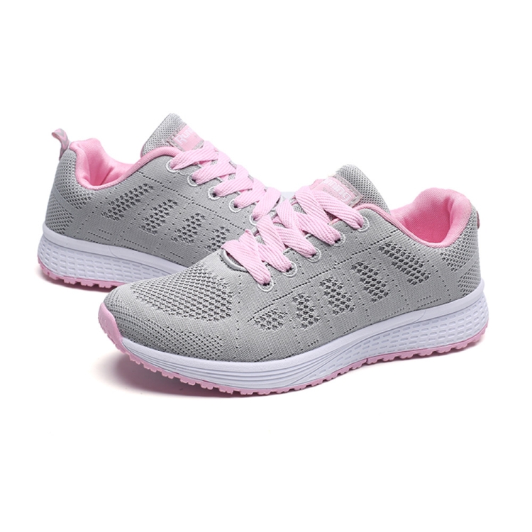 SUNSKY - Mesh ademende platte sneakers Loopschoenen Casual schoenen voor  dames, maat: 40 (grijs roze)