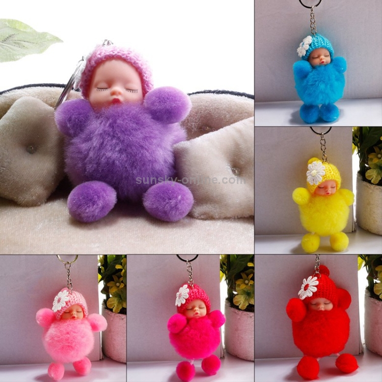 スリーピングベイビードールボールキーホルダーカーキーリングホルダー