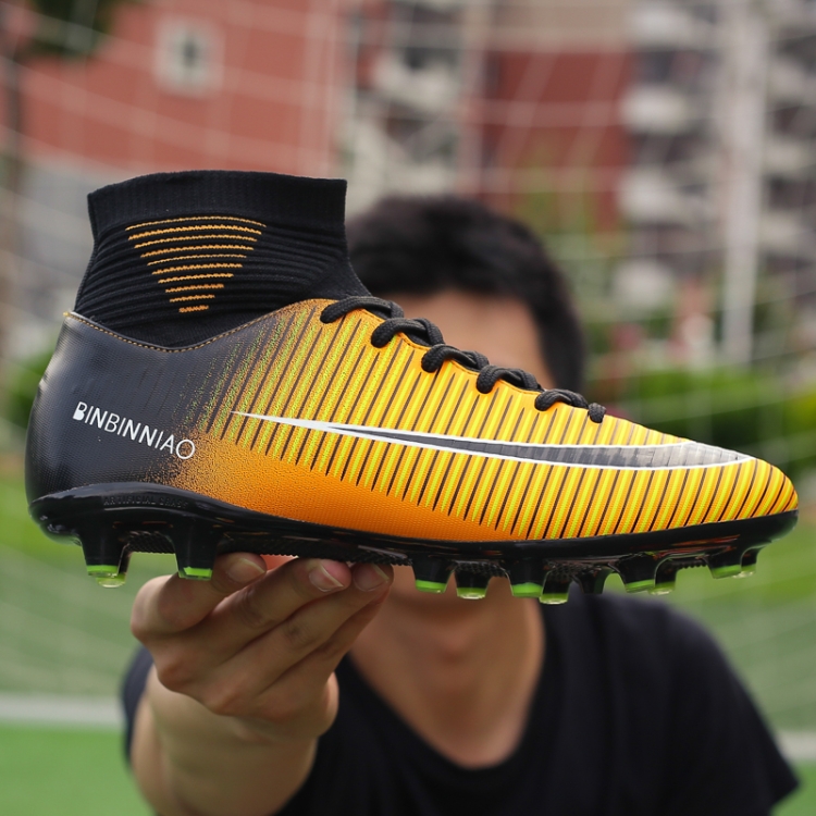 Botas de fútbol de alta calidad, antideslizantes y cómodas, para hombres,  tamaño de zapato: 5.5 (Long Spikes Black)