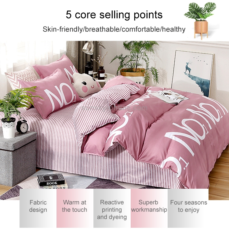 HOT Plaid Print Gray Bedding Set Duvet Quilt Cover+Sheet+Pillow Case Four-Piece 