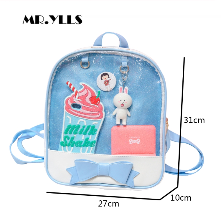 Mochila transparente para niños Bolsos con lazo lindo Mini mochila (Azul) - 4