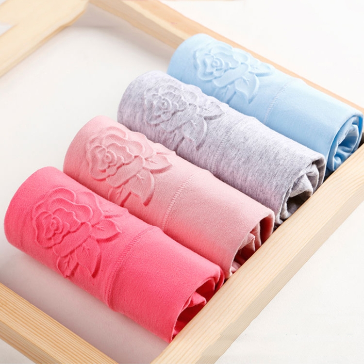 Women Solid Color 3D Embossed Pure Cotton Large Size Abdominal