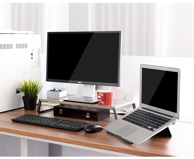 SAMDI Soporte de madera para monitor de computadora, ahorra espacio,  elevador de escritorio para computadoras, monitores LCD, computadora  portátil