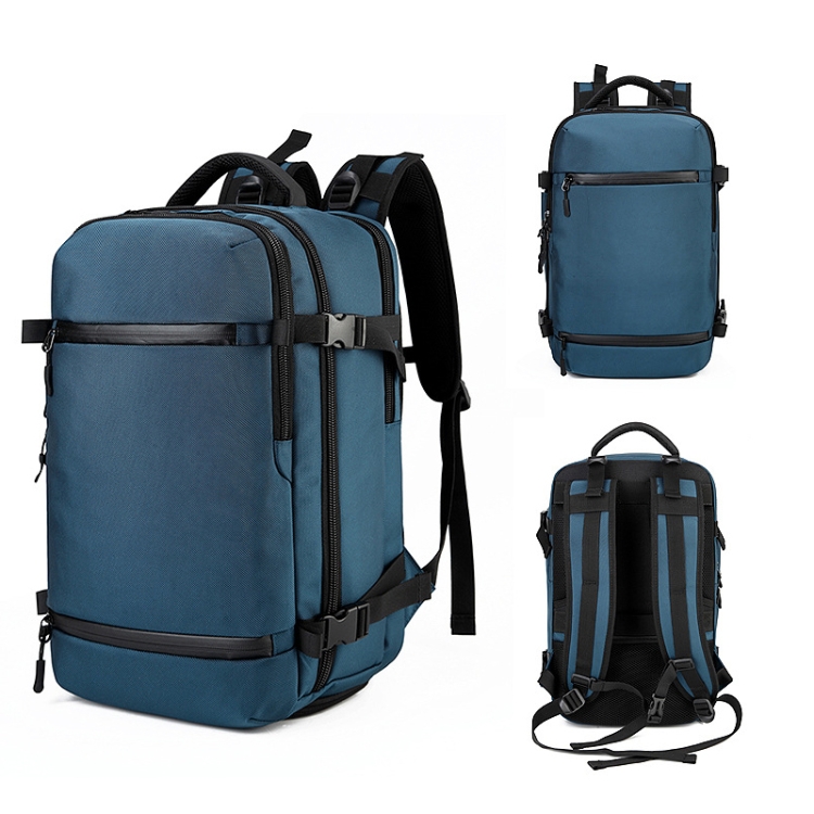 Ozuko 8983 Men Outdoor Waterproof Backpack Multi Function Student Computer Travel Bag Size 17 inch No Waist Bag Blue