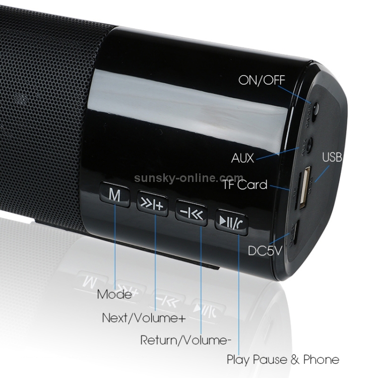 TOPROAD High Power 10W HIFI Portable Wireless Bluetooth Speaker Stereo Soundbar TF FM USB Subwoofer Column for Computer TV Phone(Gold) TOPROAD High Power 10W HIFI Portable Wireless Bluetooth Speaker Stereo Soundbar TF FM USB Subwoofer Column for Computer TV Phone(Gold)