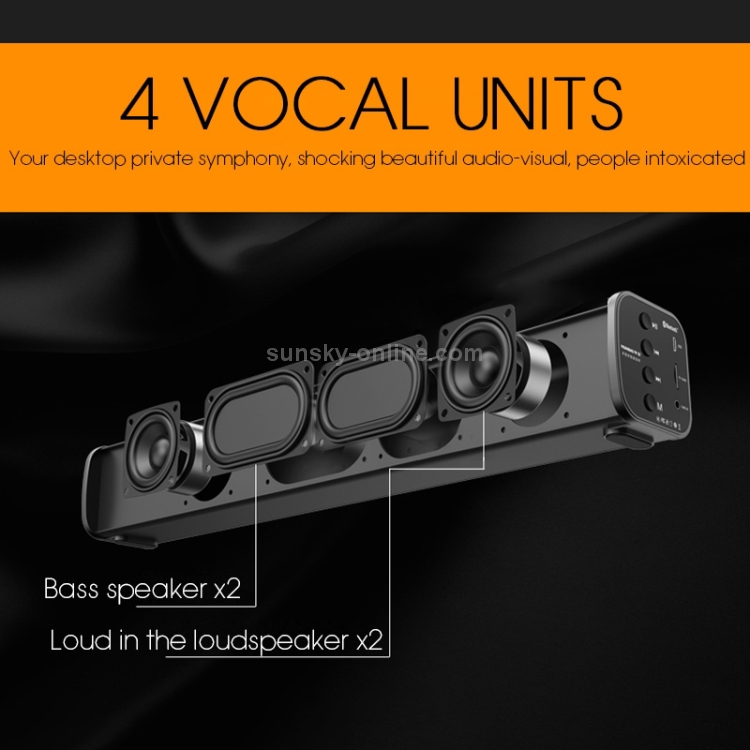 TOPROAD High Power 10W HIFI Portable Wireless Bluetooth Speaker Stereo Soundbar TF FM USB Subwoofer Column for Computer TV Phone(Gold) TOPROAD High Power 10W HIFI Portable Wireless Bluetooth Speaker Stereo Soundbar TF FM USB Subwoofer Column for Computer TV Phone(Gold)