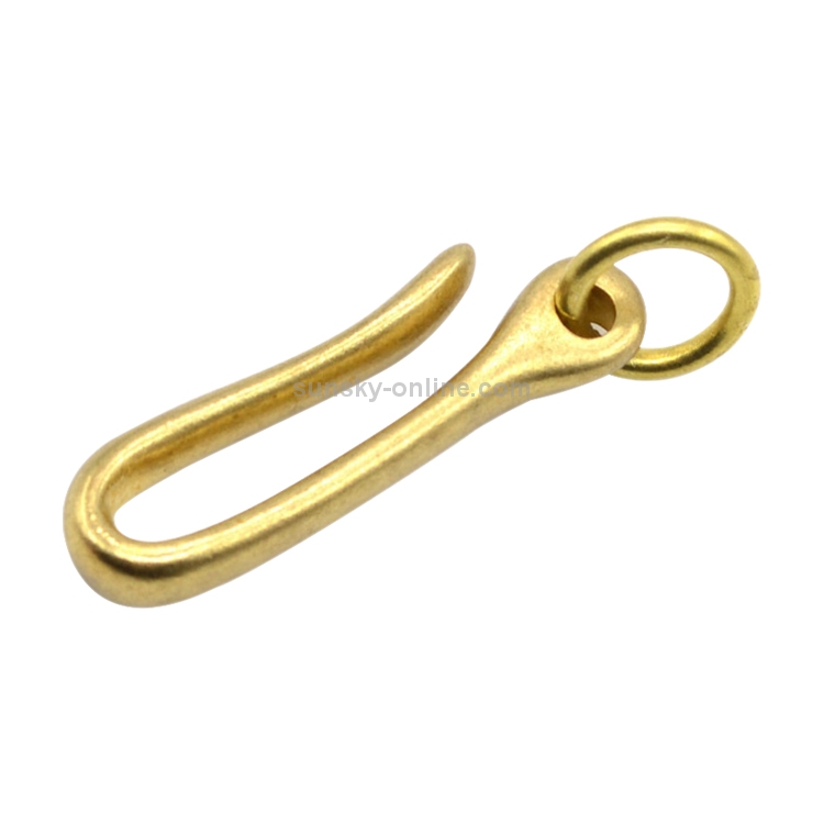 Solid Brass U Hook Fish Split Key Chain Belt Wallet Vintage Clip 72mm 