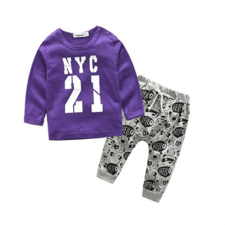 Letras impresas ropa casual para niños, tamaño para niños: 70 cm (púrpura)