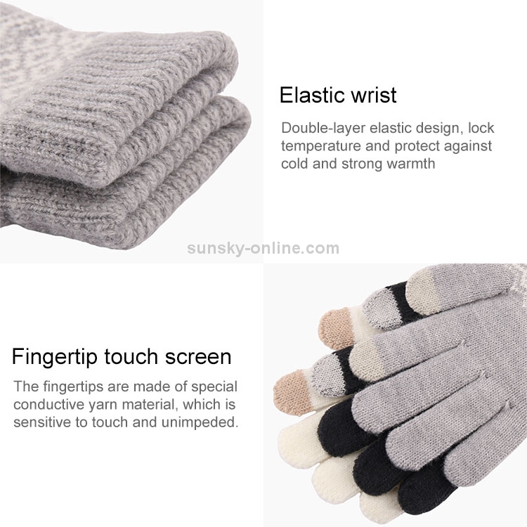 Gants d'hiver à écran tactile femmes hommes chauds mitaines en tricot  extensible imitation laine épaissir les gants complets (enfants blanc)