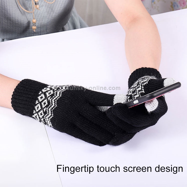 Gants d'hiver à écran tactile femmes hommes chauds mitaines en tricot  extensible imitation laine épaissir les gants complets (enfants noir)