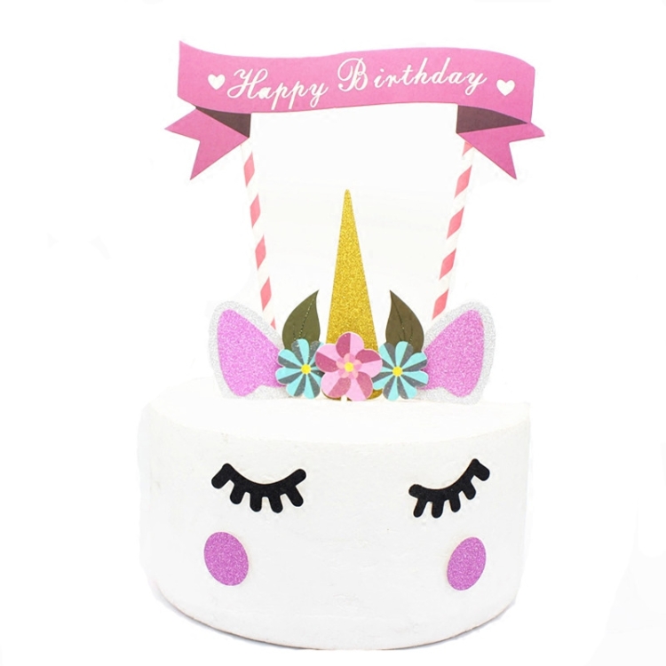 1Set Cute Unicorn Cake Cupcake Topper Baby Kids Child Happy Birthday Party Decor 