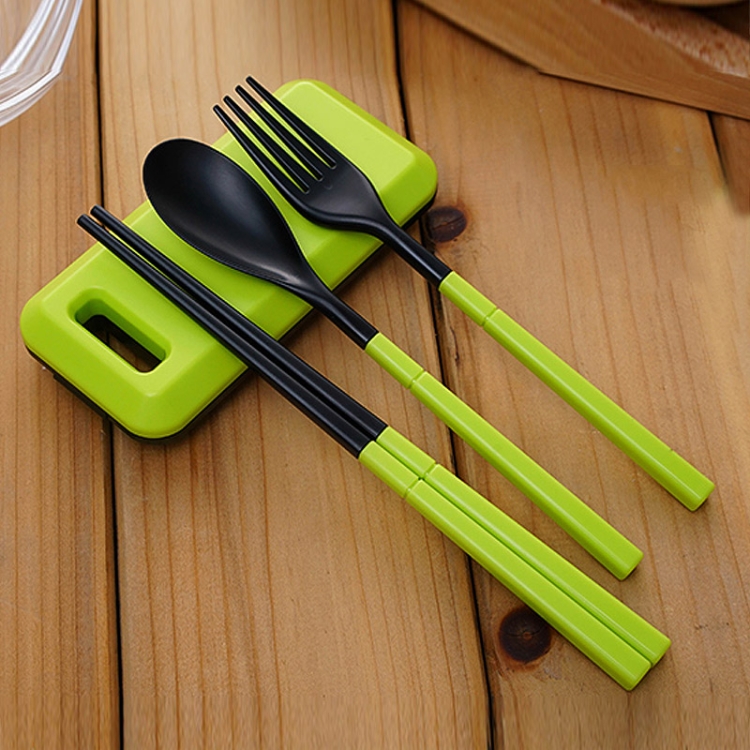 Set di bacchette forchetta posate da tavola pieghevole 3 in 1 ABS con  scatola portaoggetti Set di stoviglie da viaggio per escursionismo da  campeggio all'aperto (verde)