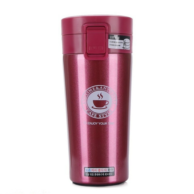 Double Wall Stainless Steel Vacuum Flasks 380ml Car Thermo Cup Coffee Tea  Travel Mug Thermol Bottle, Capacity:380ml(Red)