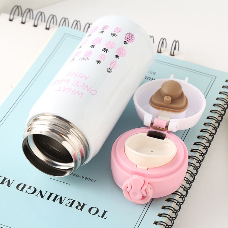 Bouncing Vacuum Flask Mug Travel Stainless Steel Thermos Cup,  Capacity:350ml(Pineapple)