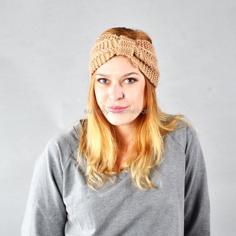 Femmes Hiver Chaud Crochet Tricot Big Bow Turban Serre-Tête Cheveux Bandeau 