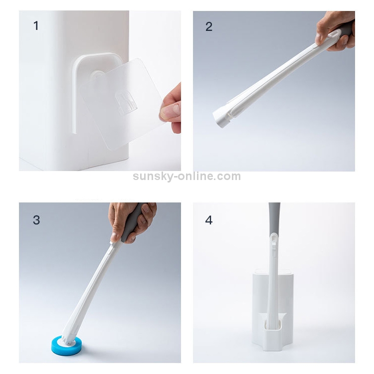 Spazzola per WC usa e getta Spazzola per pulizia a manico lungo con set di scopino  per WC sospeso (bianco)