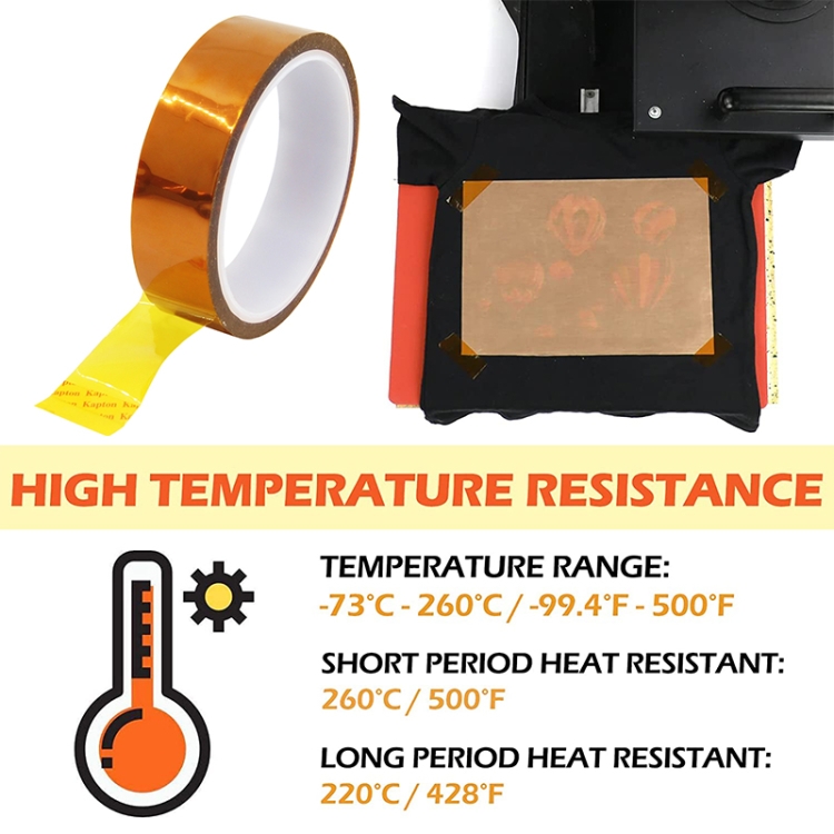 Ruban résistant à la chaleur haute température Ruban d'isolation thermique  Adhésif en polyimide Ruban de protection de panneau d'impression 3D adhésif  isolant (5 mm)