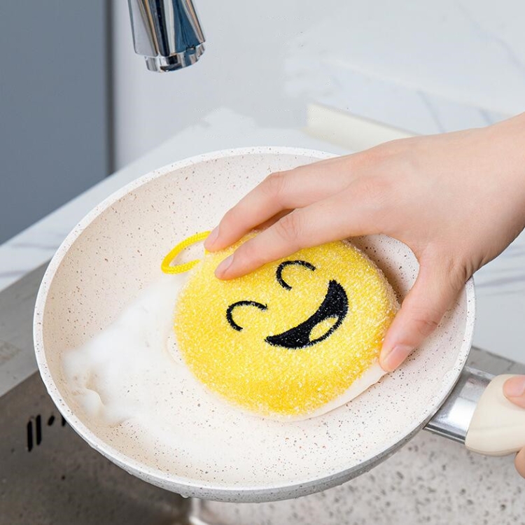 4 PCS / Set Cartoon Smiley vaisselle éponge essuyer cuisine tampon à  récurer double face, Style: frottement d'acupuncture