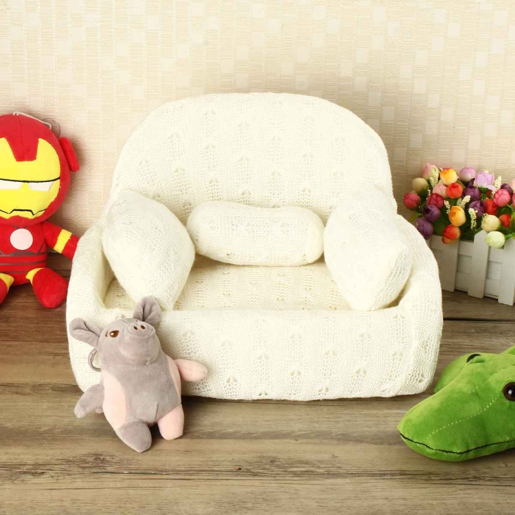 Newborn Baby Sofa Chair Photography Prop Photo Posing Chair Pillow Set Mini Sofa Studio Shoot Backdrop Model Decor Ivory