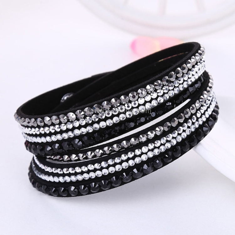 leather rhinestone wrap bracelet