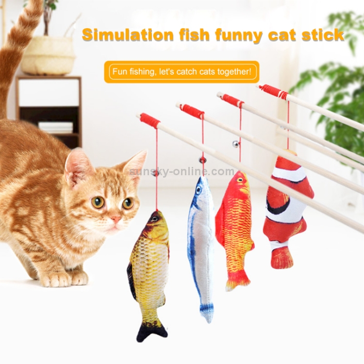 5 PCS Fish Design Tease Cat Stick Cat Catcher Teaser Pet Toy(Squid)