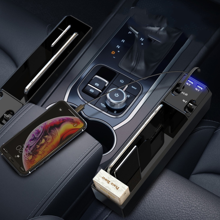 Boîtes d'organisateur d'écart de siège de siège d'auto Boîte de rangement  multifonctionnelle universelle avec double port de charge USB Agrandir  l'espace Accessoires de voiture