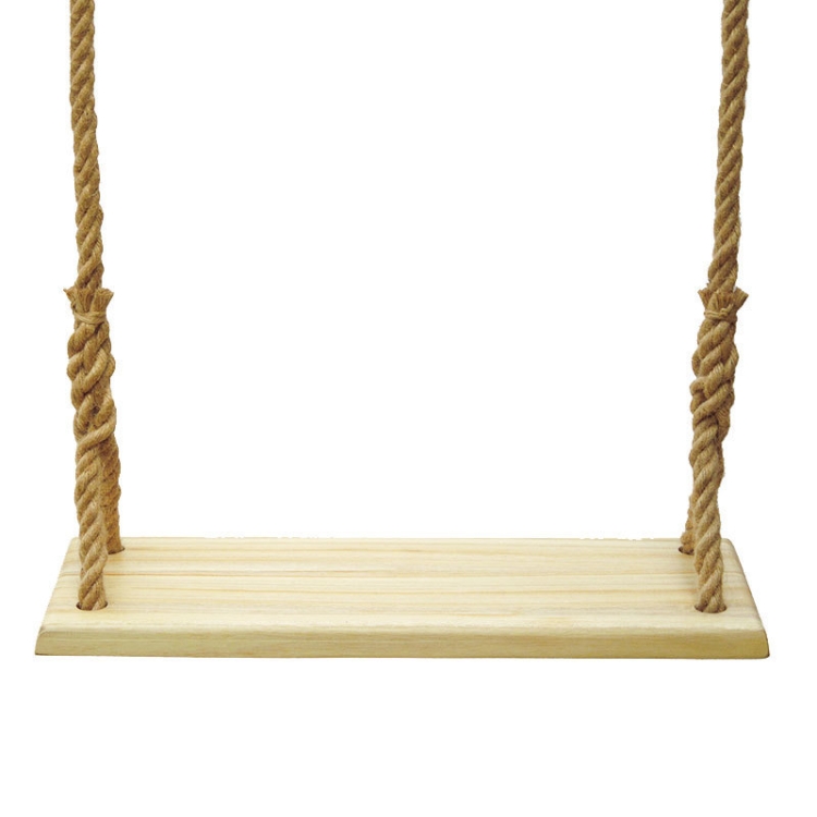 Outdoor Swing Indoor Balcony Children Adult Solid Wood Swing, Style:Hemp  Rope(50x13 cm)