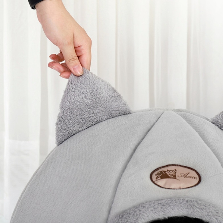 Winter Semi-Closed Warm & Velvet Round Pet Nest, Size:L 36x36x36cm