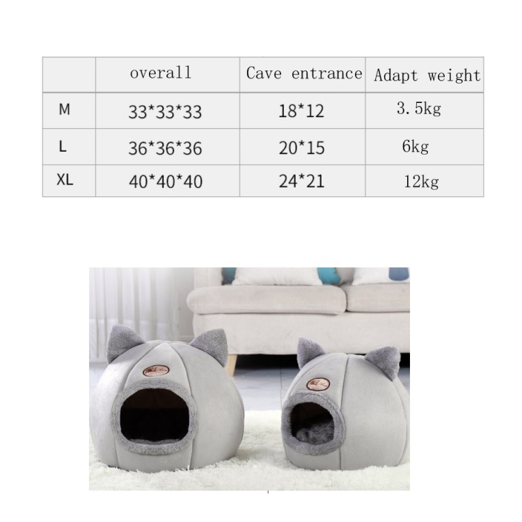 Winter Semi-Closed Warm & Velvet Round Pet Nest, Size:L 36x36x36cm