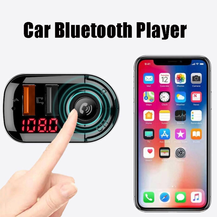 C7 Smart Dual USB Multifunctional Car Charger Music Player(Black)