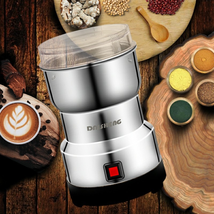 Daisheng Medicinal Material Grinder Powder Machine Household Small  Stainless Steel Grinder, Specification:CN Plug(4 Leaf Blade)
