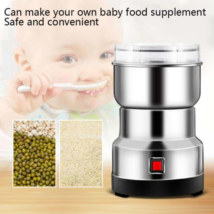 Daisheng Medicinal Material Grinder Powder Machine Household Small  Stainless Steel Grinder, Specification:CN Plug(4 Leaf Blade)