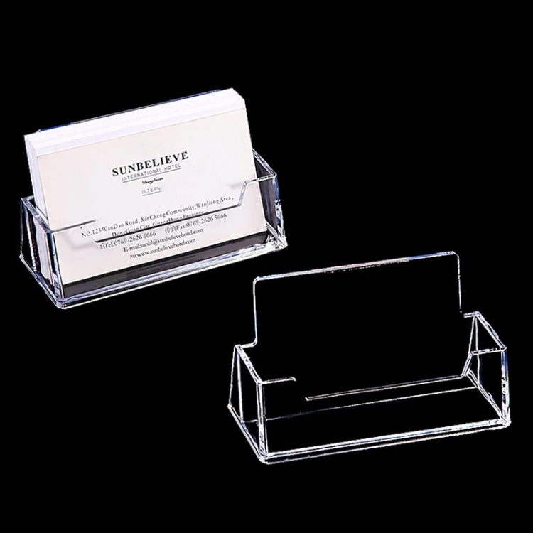 New Clear Desktop Business Card Holder Display Stand Acrylic Plastic Desk Shelf 